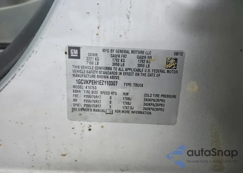 2014 Chevrolet Silverado K1500 из США, поврежденный, VIN 1GCVKPEH1EZ110307